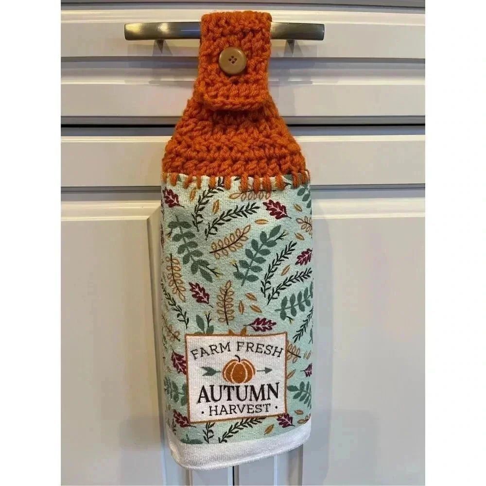 Crochet Top Kitchen Towel- Farm Fresh Autumn Harvest